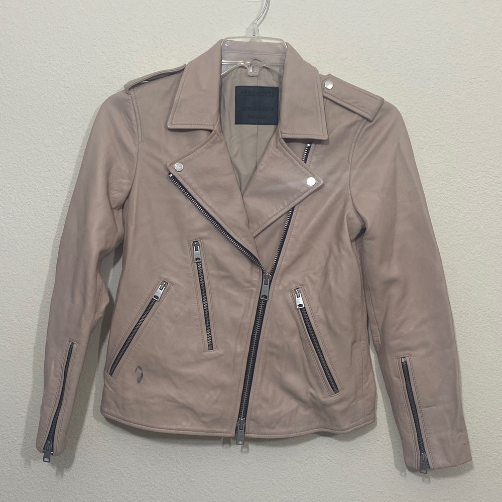 NWOT ALLSAINTS Sheep Leather Biker Jacket Women's Size 6